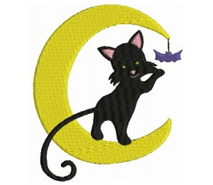 Stickmuster - Halloween Katze Mond